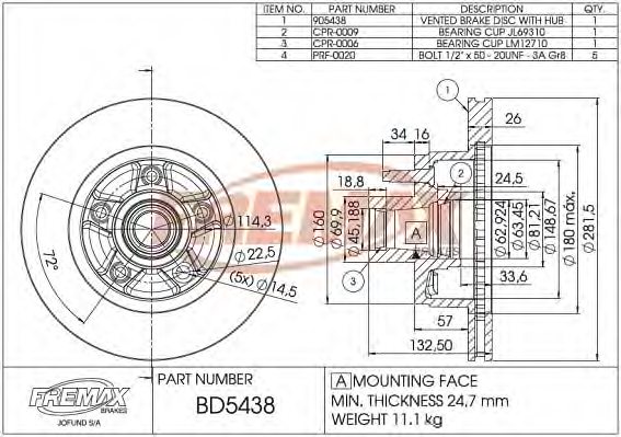 FREMAX BD-5438 Brake Disc